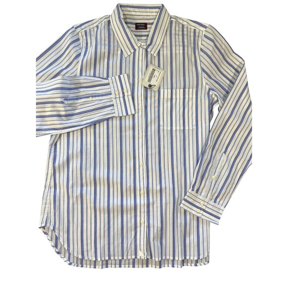 NWT women's l/s shirt UNTUCKit size 14 white blue stripe NEW - Picture 2 of 3